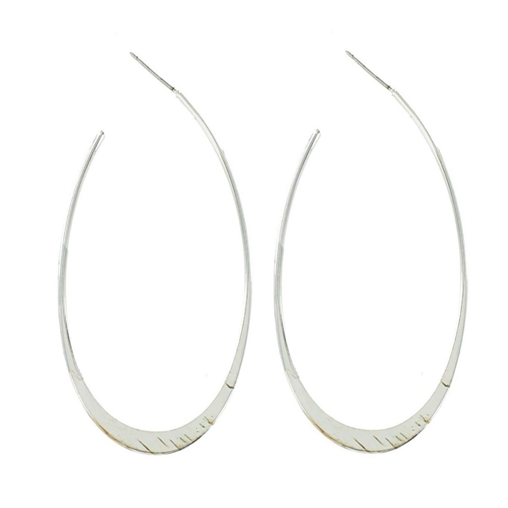 Silver Oval Hoop Earrings
